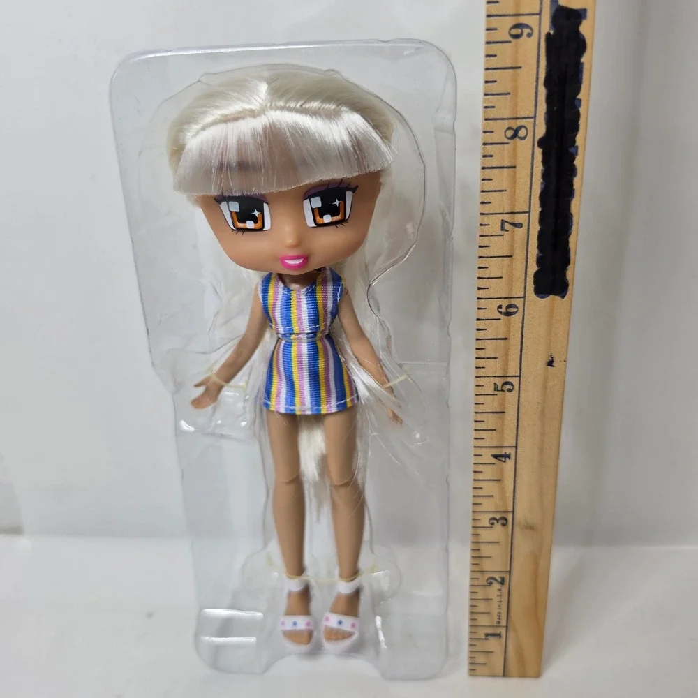 Boxy Girls Bronx Doll 8 inch Jay At Play White Hair Striped Dress Loose No Box